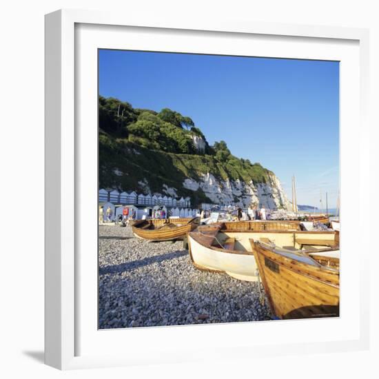 Boats on the Beach, Beer, Devon, England, UK-John Miller-Framed Photographic Print