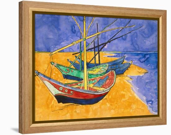 Boats on the Beach of Les-Saintes-Maries, 1888-Vincent van Gogh-Framed Premier Image Canvas