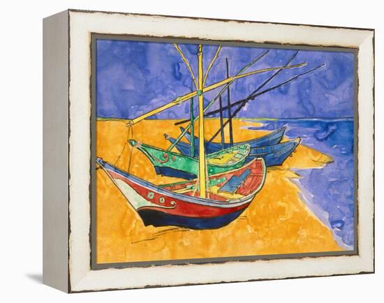 Boats on the Beach of Les-Saintes-Maries, 1888-Vincent van Gogh-Framed Premier Image Canvas