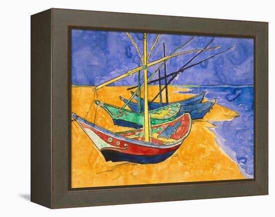 Boats on the Beach of Les-Saintes-Maries, 1888-Vincent van Gogh-Framed Premier Image Canvas