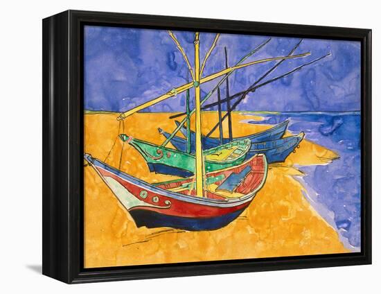 Boats on the Beach of Les-Saintes-Maries, 1888-Vincent van Gogh-Framed Premier Image Canvas