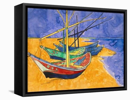 Boats on the Beach of Les-Saintes-Maries, 1888-Vincent van Gogh-Framed Premier Image Canvas