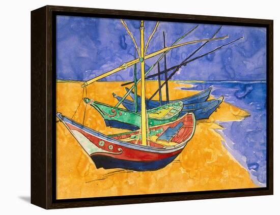 Boats on the Beach of Les-Saintes-Maries, 1888-Vincent van Gogh-Framed Premier Image Canvas