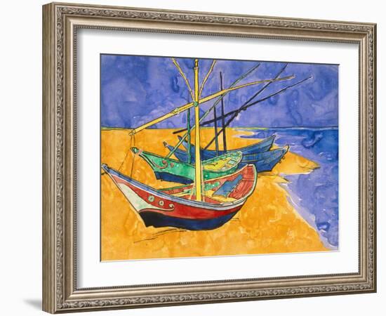 Boats on the Beach of Les-Saintes-Maries, 1888-Vincent van Gogh-Framed Giclee Print