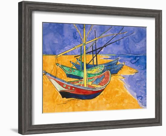 Boats on the Beach of Les-Saintes-Maries, 1888-Vincent van Gogh-Framed Giclee Print