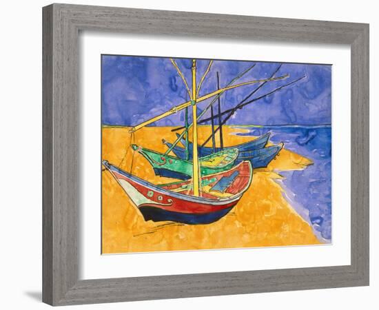 Boats on the Beach of Les-Saintes-Maries, 1888-Vincent van Gogh-Framed Giclee Print