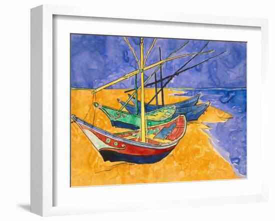 Boats on the Beach of Les-Saintes-Maries, 1888-Vincent van Gogh-Framed Giclee Print