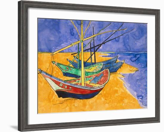 Boats on the Beach of Les-Saintes-Maries, 1888-Vincent van Gogh-Framed Giclee Print