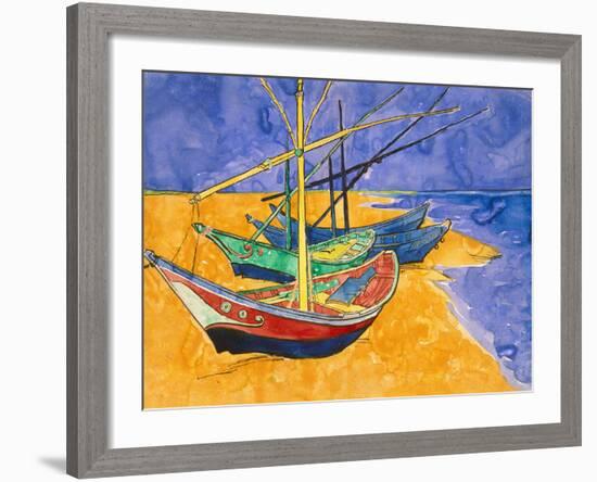 Boats on the Beach of Les-Saintes-Maries, 1888-Vincent van Gogh-Framed Giclee Print