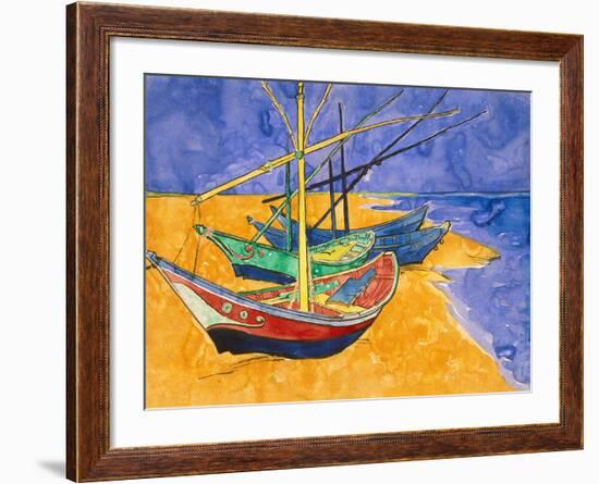 Boats on the Beach of Les-Saintes-Maries, 1888-Vincent van Gogh-Framed Giclee Print