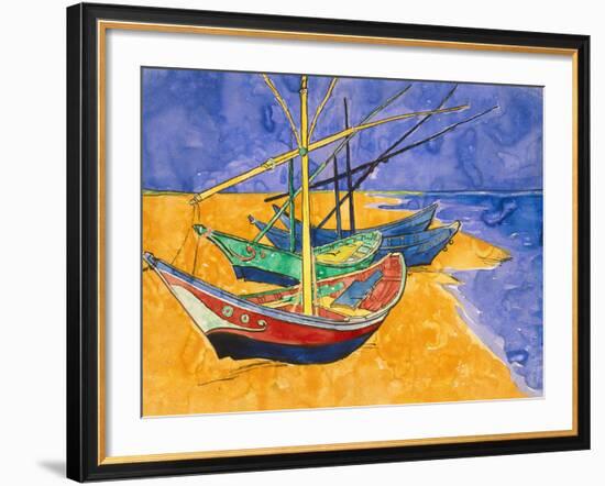 Boats on the Beach of Les-Saintes-Maries, 1888-Vincent van Gogh-Framed Giclee Print