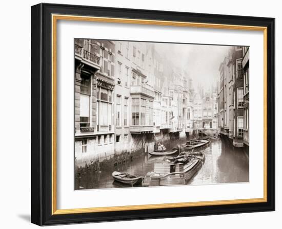 Boats on the Canal, Amsterdam, 1898-James Batkin-Framed Photographic Print