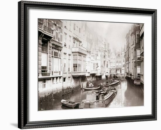 Boats on the Canal, Amsterdam, 1898-James Batkin-Framed Photographic Print
