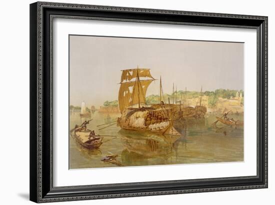 Boats on the Ganges, from 'India Ancient and Modern', 1867 (Colour Litho)-William 'Crimea' Simpson-Framed Giclee Print