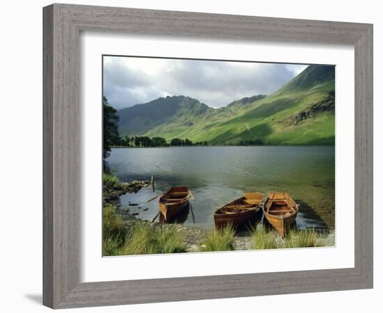 Boats on the Lake, Buttermere, Lake District National Park, Cumbria, England, UK-Roy Rainford-Framed Photographic Print