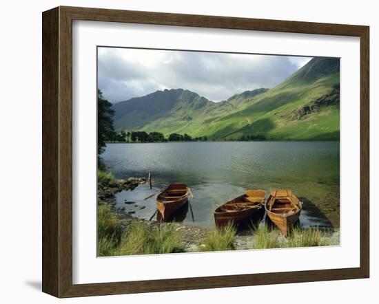 Boats on the Lake, Buttermere, Lake District National Park, Cumbria, England, UK-Roy Rainford-Framed Photographic Print