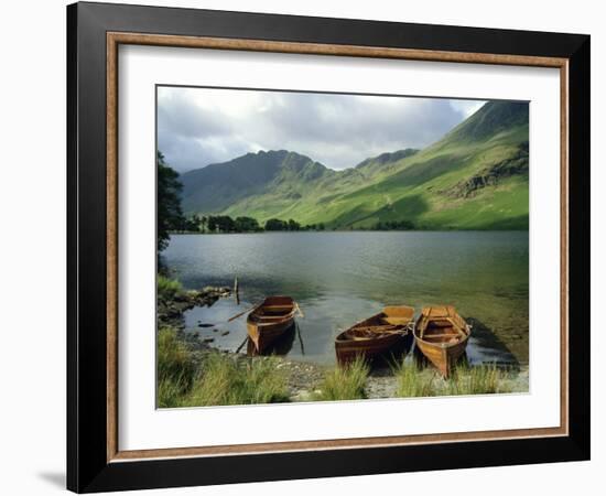 Boats on the Lake, Buttermere, Lake District National Park, Cumbria, England, UK-Roy Rainford-Framed Photographic Print