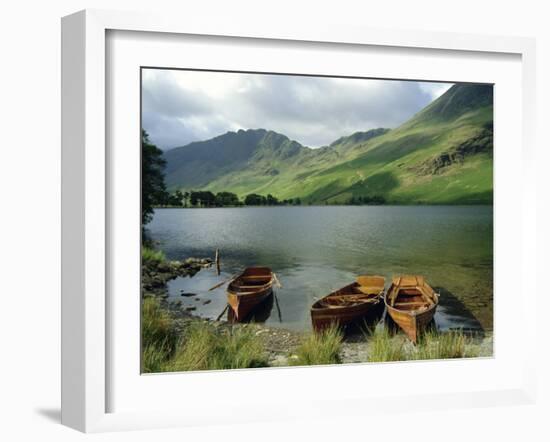 Boats on the Lake, Buttermere, Lake District National Park, Cumbria, England, UK-Roy Rainford-Framed Photographic Print