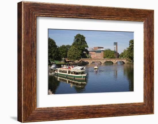 Boats on the River Avon and the Royal Shakespeare Theatre, Stratford-Upon-Avon, Warwickshire-Stuart Black-Framed Photographic Print