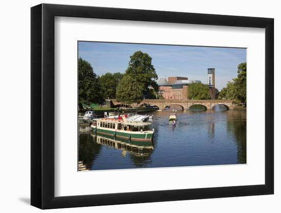 Boats on the River Avon and the Royal Shakespeare Theatre, Stratford-Upon-Avon, Warwickshire-Stuart Black-Framed Photographic Print