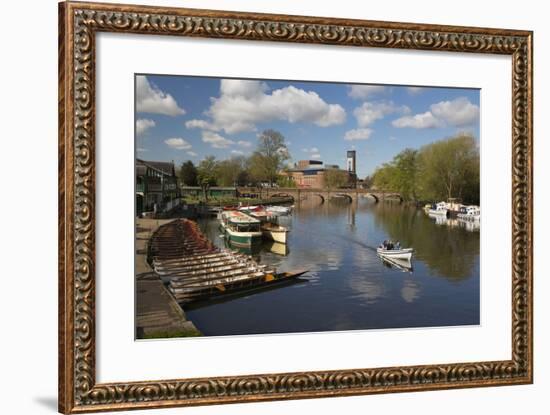 Boats on the River Avon and the Royal Shakespeare Theatre-Stuart Black-Framed Photographic Print