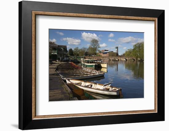 Boats on the River Avon and the Royal Shakespeare Theatre-Stuart Black-Framed Photographic Print