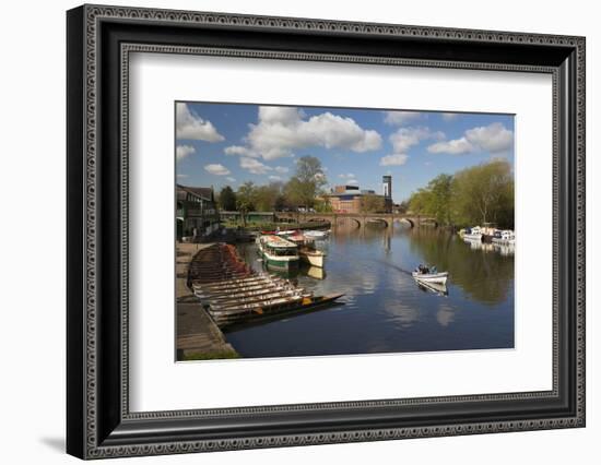 Boats on the River Avon and the Royal Shakespeare Theatre-Stuart Black-Framed Photographic Print