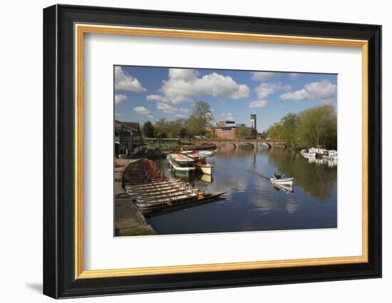 Boats on the River Avon and the Royal Shakespeare Theatre-Stuart Black-Framed Photographic Print