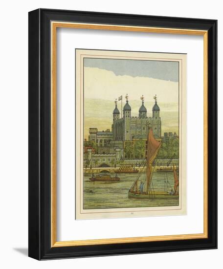 Boats on the River Thames with the Tower of London Beyond-Thomas Crane-Framed Giclee Print