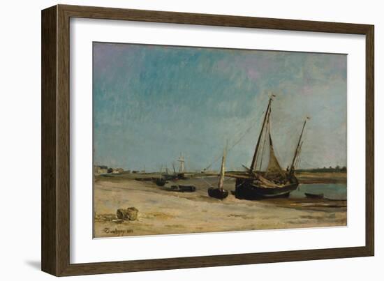 Boats on the Seacoast at Étaples, 1871-Charles Francois Daubigny-Framed Giclee Print