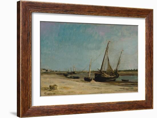 Boats on the Seacoast at Étaples, 1871-Charles Francois Daubigny-Framed Giclee Print