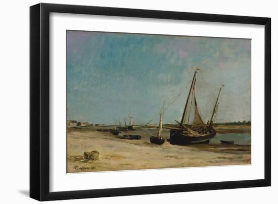 Boats on the Seacoast at Étaples, 1871-Charles Francois Daubigny-Framed Giclee Print