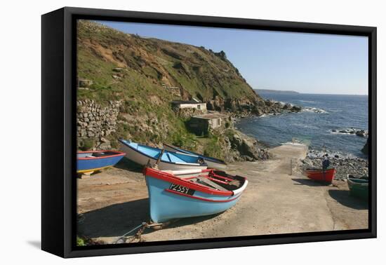 Boats on the Slipway at Cape Cornwall, Cornwall-Peter Thompson-Framed Premier Image Canvas