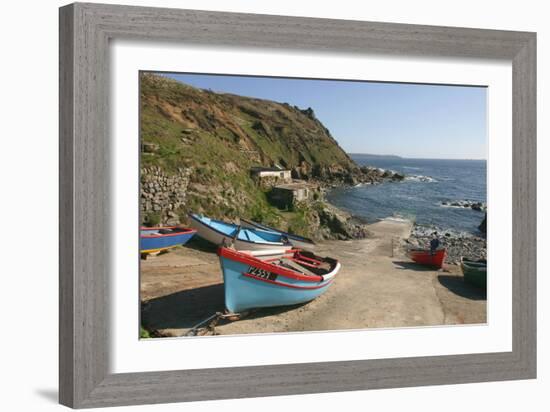 Boats on the Slipway at Cape Cornwall, Cornwall-Peter Thompson-Framed Photographic Print