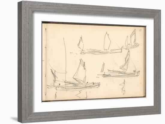 Boats on the Thames (Pencil on Paper)-Claude Monet-Framed Giclee Print