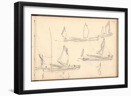 Boats on the Thames (Pencil on Paper)-Claude Monet-Framed Giclee Print