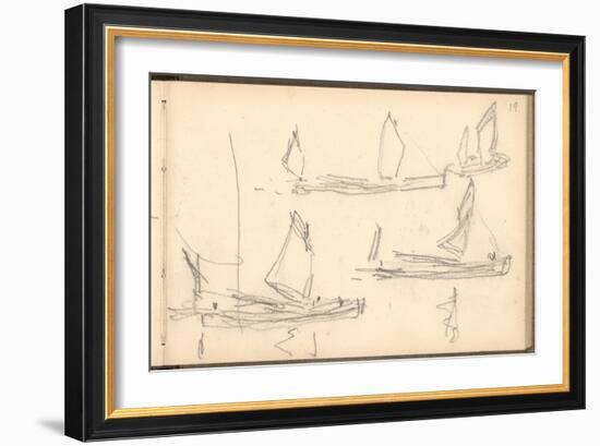 Boats on the Thames (Pencil on Paper)-Claude Monet-Framed Giclee Print