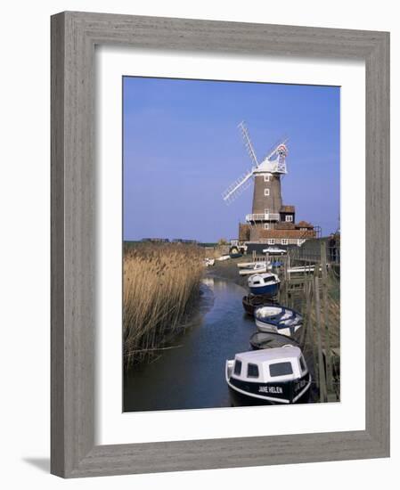 Boats on Waterway and Windmill, Cley Next the Sea, Norfolk, England, United Kingdom-Jeremy Bright-Framed Photographic Print