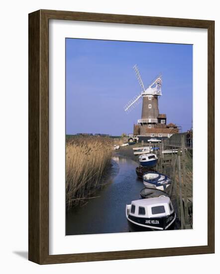 Boats on Waterway and Windmill, Cley Next the Sea, Norfolk, England, United Kingdom-Jeremy Bright-Framed Photographic Print