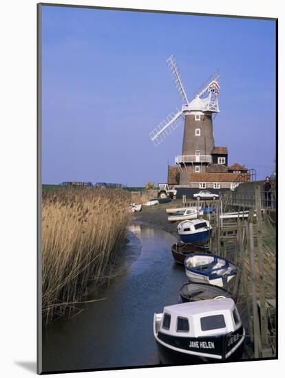 Boats on Waterway and Windmill, Cley Next the Sea, Norfolk, England, United Kingdom-Jeremy Bright-Mounted Photographic Print