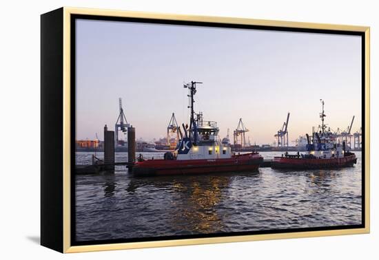 Boats, Pilots, Tugboat, Waiting for Mission, NeumŸhlen-Axel Schmies-Framed Premier Image Canvas