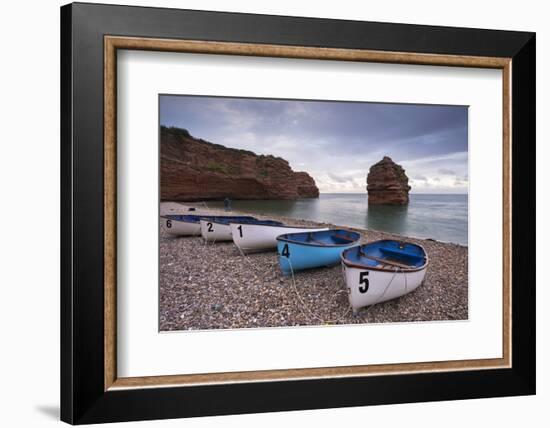 Boats Pulled Up on the Shingle at Ladram Bay on the Jurassic Coast, Devon, England-Adam Burton-Framed Photographic Print