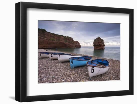 Boats Pulled Up on the Shingle at Ladram Bay on the Jurassic Coast, Devon, England-Adam Burton-Framed Photographic Print