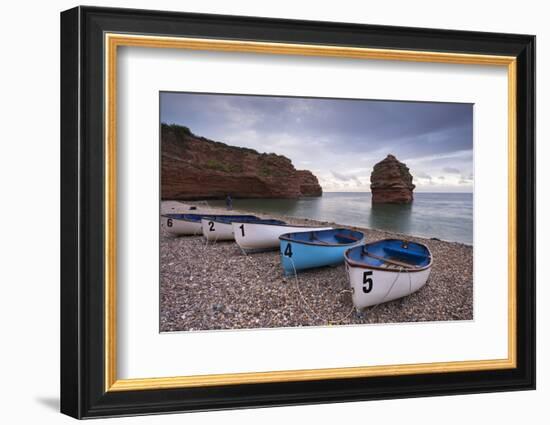 Boats Pulled Up on the Shingle at Ladram Bay on the Jurassic Coast, Devon, England-Adam Burton-Framed Photographic Print