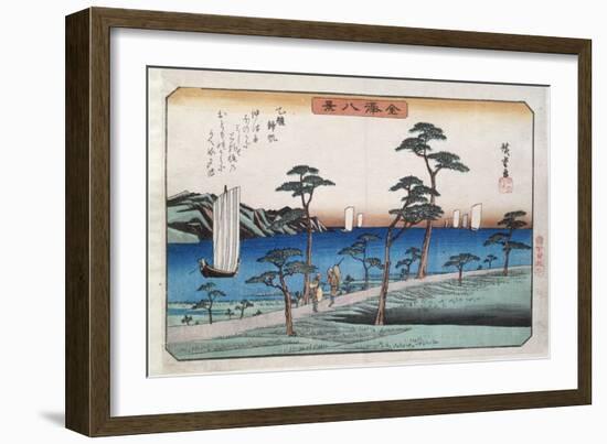 Boats Returning to Harbour at Ottomo-Ando Hiroshige-Framed Giclee Print