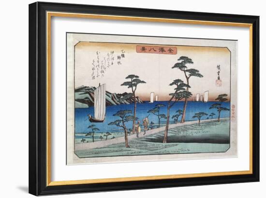 Boats Returning to Harbour at Ottomo-Ando Hiroshige-Framed Giclee Print