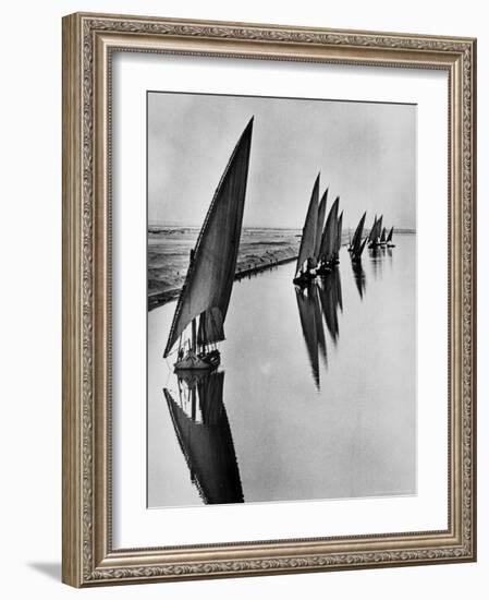 Boats Sailing Along Suez Canal-Alfred Eisenstaedt-Framed Photographic Print