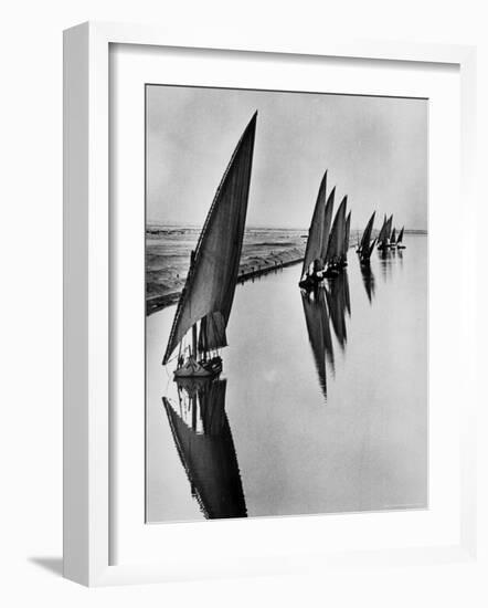 Boats Sailing Along Suez Canal-Alfred Eisenstaedt-Framed Photographic Print