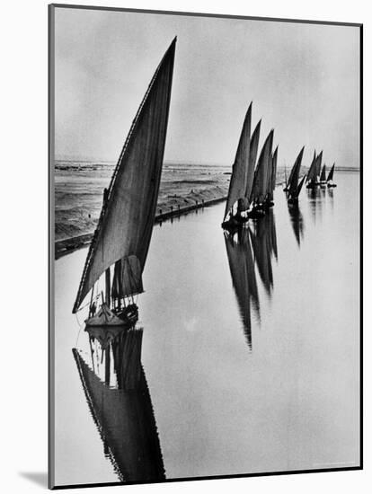 Boats Sailing Along Suez Canal-Alfred Eisenstaedt-Mounted Photographic Print