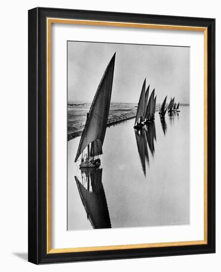 Boats Sailing Along Suez Canal-Alfred Eisenstaedt-Framed Photographic Print